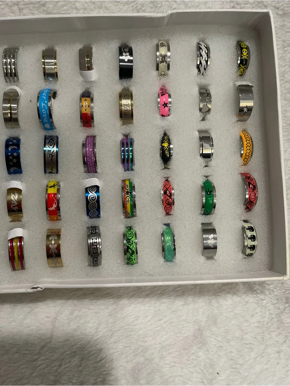 Choice of 1 Multicolor Stainless Steel Decorative Band Rings-Unbranded